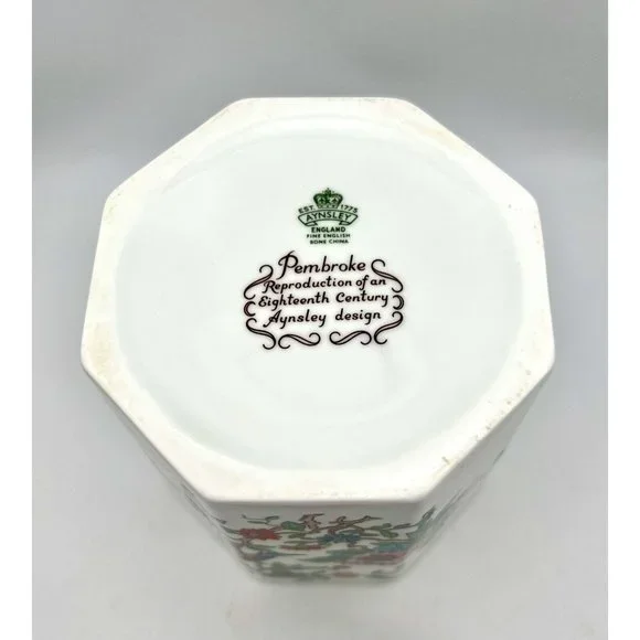 Vintage Aynsley Pembroke Biscuit Jar  Barrel Canister Candy Discontinued Octagon - Picture 7 of 8